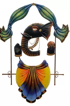 eCraftIndia Wrought Iron Lord Ganesha Wall Hanging DECORative Showpiece