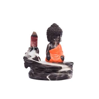 eCraftIndia Meditating Monk Buddha Smoke Fountain with 10 Backflow Cone DECORative Incense Holder 2