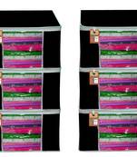 Atorakushon   Fabric 6 Piece Garment Storage Bags Wardrobe Organizer For Clothes Storage Box Saree Cover (Black)