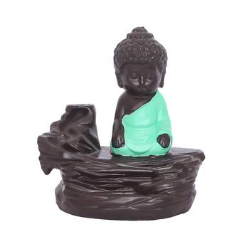 eCraftIndia Green Buddha Backflow Smoke Fountain with 10 incenses 2