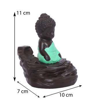 eCraftIndia Green Buddha Backflow Smoke Fountain with 10 incenses 3