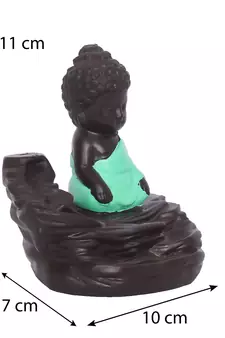 eCraftIndia Green Buddha Backflow Smoke Fountain with 10 incenses