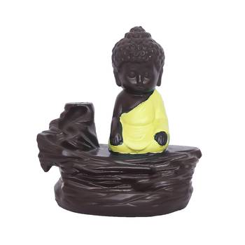 eCraftIndia Yellow Buddha Backflow Smoke Fountain with 10 incenses 2