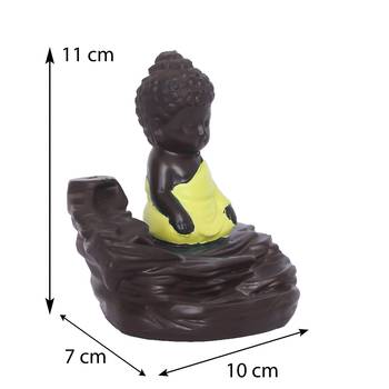 eCraftIndia Yellow Buddha Backflow Smoke Fountain with 10 incenses 3