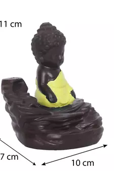 eCraftIndia Yellow Buddha Backflow Smoke Fountain with 10 incenses