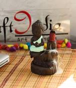 eCraftIndia Meditating Monk Buddha DECORative Showpiece with 10 free Smoke Backflow Scented Cone Incenses