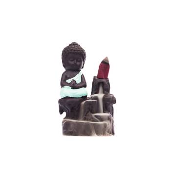 eCraftIndia Meditating Monk Buddha DECORative Showpiece with 10 free Smoke Backflow Scented Cone Incenses 2