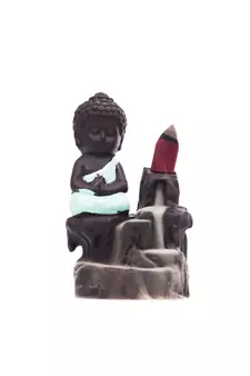eCraftIndia Meditating Monk Buddha DECORative Showpiece with 10 free Smoke Backflow Scented Cone Incenses