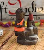 eCraftIndia Meditating Monk Buddha DECORative Showpiece with 10 free Smoke Backflow Scented Cone Incenses