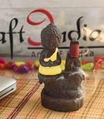 eCraftIndia Meditating Monk Buddha DECORative Showpiece with 10 free Smoke Backflow Scented Cone Incenses