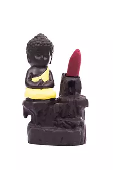 eCraftIndia Meditating Monk Buddha DECORative Showpiece with 10 free Smoke Backflow Scented Cone Incenses