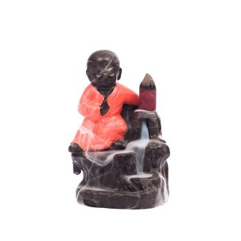 eCraftIndia Karate Style Monk Buddha DECORative Showpiece with 10 free Smoke Backflow Scented Cone Incenses 2