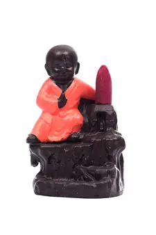 eCraftIndia Karate Style Monk Buddha DECORative Showpiece with 10 free Smoke Backflow Scented Cone Incenses