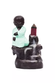 eCraftIndia Karate Style Monk Buddha DECORative Showpiece with 10 free Smoke Backflow Scented Cone Incenses