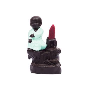 eCraftIndia Karate Style Monk Buddha DECORative Showpiece with 10 free Smoke Backflow Scented Cone Incenses 3
