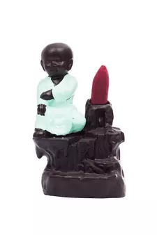 eCraftIndia Karate Style Monk Buddha DECORative Showpiece with 10 free Smoke Backflow Scented Cone Incenses