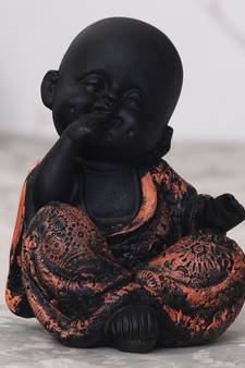 eCraftIndia DECORative Smiling Monk Buddha   Copper