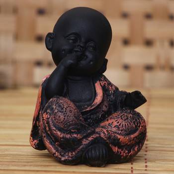 eCraftIndia DECORative Smiling Monk Buddha   Copper 2