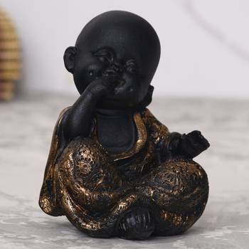 eCraftIndia DECORative Smiling Monk Buddha   Gold 1