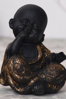 eCraftIndia DECORative Smiling Monk Buddha   Gold