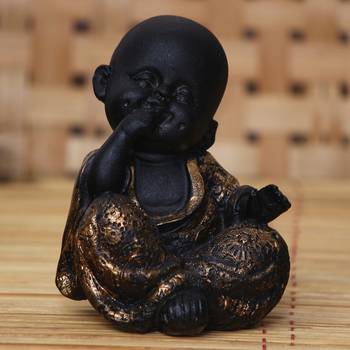 eCraftIndia DECORative Smiling Monk Buddha   Gold 2