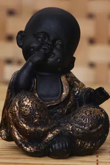 eCraftIndia DECORative Smiling Monk Buddha   Gold