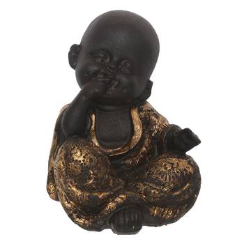 eCraftIndia DECORative Smiling Monk Buddha   Gold 3
