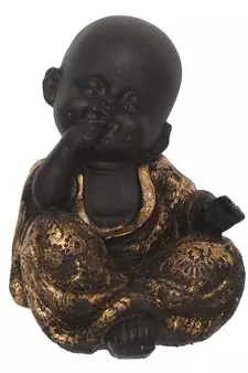eCraftIndia DECORative Smiling Monk Buddha   Gold