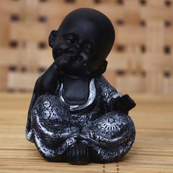 eCraftIndia DECORative Smiling Monk Buddha   Silver 2