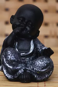 eCraftIndia DECORative Smiling Monk Buddha   Silver