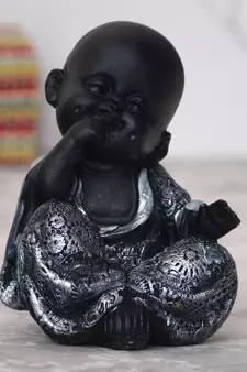 eCraftIndia DECORative Smiling Monk Buddha   Silver