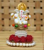 eCraftIndia Lord Ganesha Idol on DECORative Handcrafted Plate for Home and Car