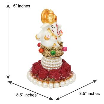eCraftIndia Lord Ganesha Idol on DECORative Handcrafted Plate for Home and Car 3