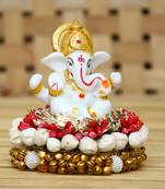eCraftIndia Lord Ganesha Idol on DECORative Handcrafted Plate for Home and Car