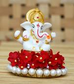 eCraftIndia Lord Ganesha Idol on DECORative Handcrafted Plate for Home and Car