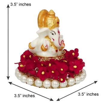 eCraftIndia Lord Ganesha Idol on DECORative Handcrafted Plate for Home and Car 3