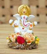 eCraftIndia Lord Ganesha Idol on DECORative Handcrafted Plate for Home and Car