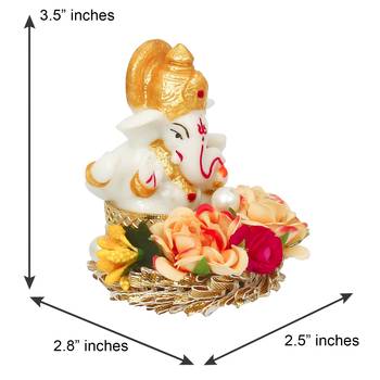 eCraftIndia Lord Ganesha Idol on DECORative Handcrafted Plate for Home and Car 3