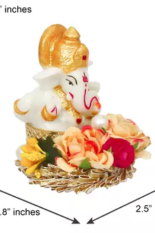 eCraftIndia Lord Ganesha Idol on DECORative Handcrafted Plate for Home and Car