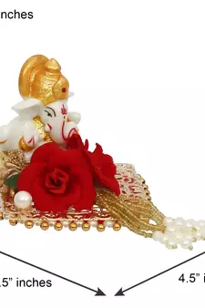eCraftIndia Lord Ganesha Idol on DECORative Handcrafted Plate for Home and Car