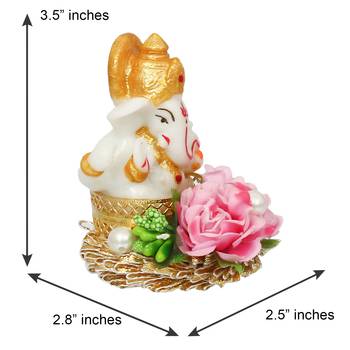 eCraftIndia Lord Ganesha Idol on DECORative Handcrafted Plate for Home and Car 3
