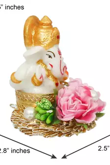 eCraftIndia Lord Ganesha Idol on DECORative Handcrafted Plate for Home and Car