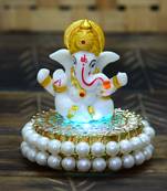 eCraftIndia Lord Ganesha Idol on DECORative Handcrafted Plate for Home and Car