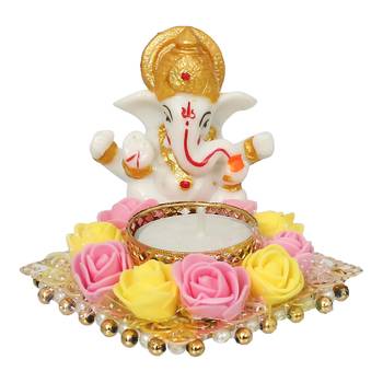 Multicolor Ganesha Statue With Tealight Holder 2