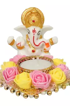 Multicolor Ganesha Statue With Tealight Holder