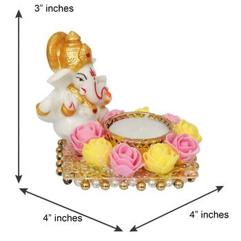 Multicolor Ganesha Statue With Tealight Holder 3
