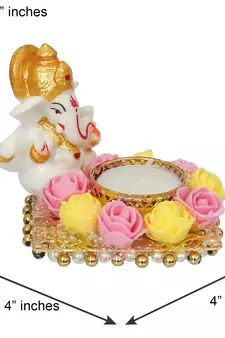 Multicolor Ganesha Statue With Tealight Holder