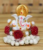 eCraftIndia Lord Ganesha Idol on DECORative Handcrafted Plate for Home and Car