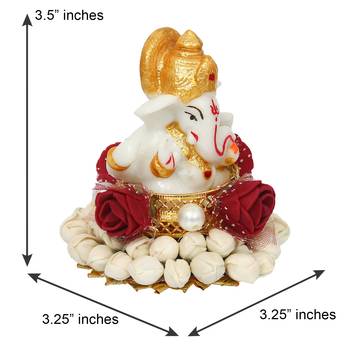 eCraftIndia Lord Ganesha Idol on DECORative Handcrafted Plate for Home and Car 3