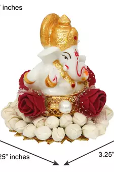 eCraftIndia Lord Ganesha Idol on DECORative Handcrafted Plate for Home and Car